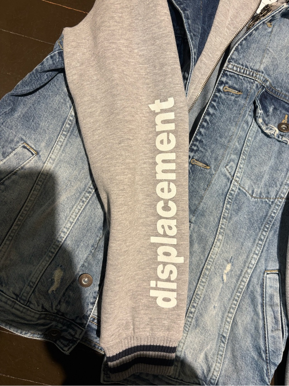 Men’s Denim & Gray Hoodie Jacket - Picture 2 of 5